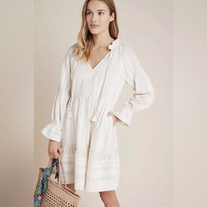 Anthropologie Maeve Dominique Tunic Dress Cotton Cream XS